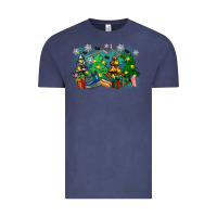 Vintage Denim christmas trees with hockey Vintage Tee - Zillion Design Studio
