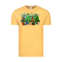 Vintage Mustard christmas trees with hockey Vintage Tee - Zillion Design Studio