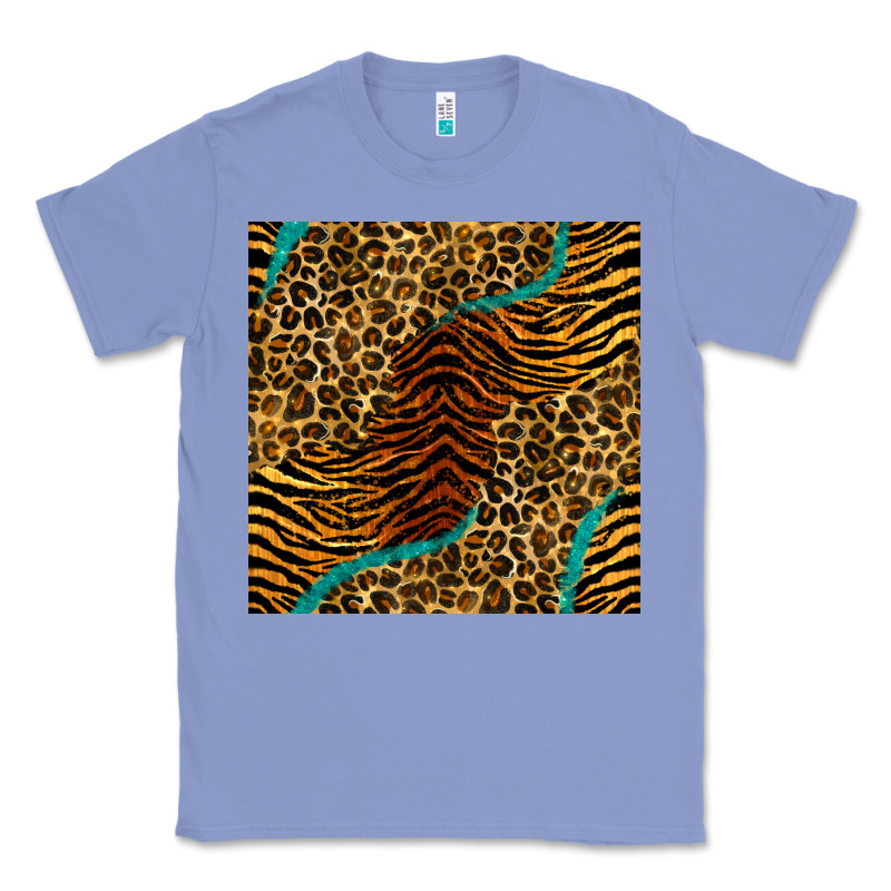 Safari Animals Turquoise Glitter Seamless Pattern Classic Tee by BundleAndBundleShop | Teevron