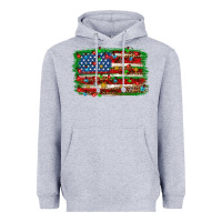 Heather Grey Christmas american flag Heavyweight Hoodie - NancyCooperArtShop