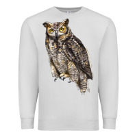Dove Grey Great Horned Owl Premium Sweatshirt - LillyAllenDesigns