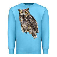 Ocean Blue Great Horned Owl Premium Sweatshirt - LillyAllenDesigns