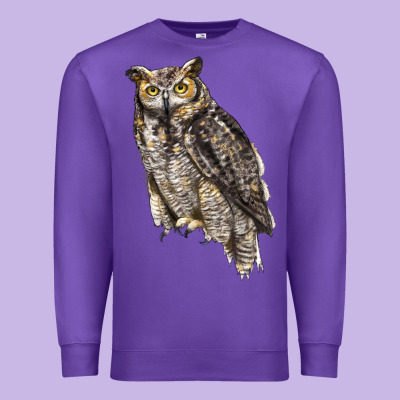 Great Horned Owl Premium Sweatshirt Designed By Lillyallendesigns