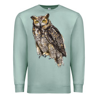 Seafoam Great Horned Owl Premium Sweatshirt - LillyAllenDesigns
