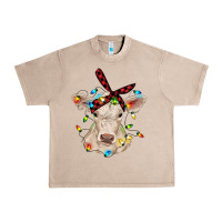 French Oak charolais calf with christmas lights baby cow Urban Heavy Tee - RanaPortraitStore