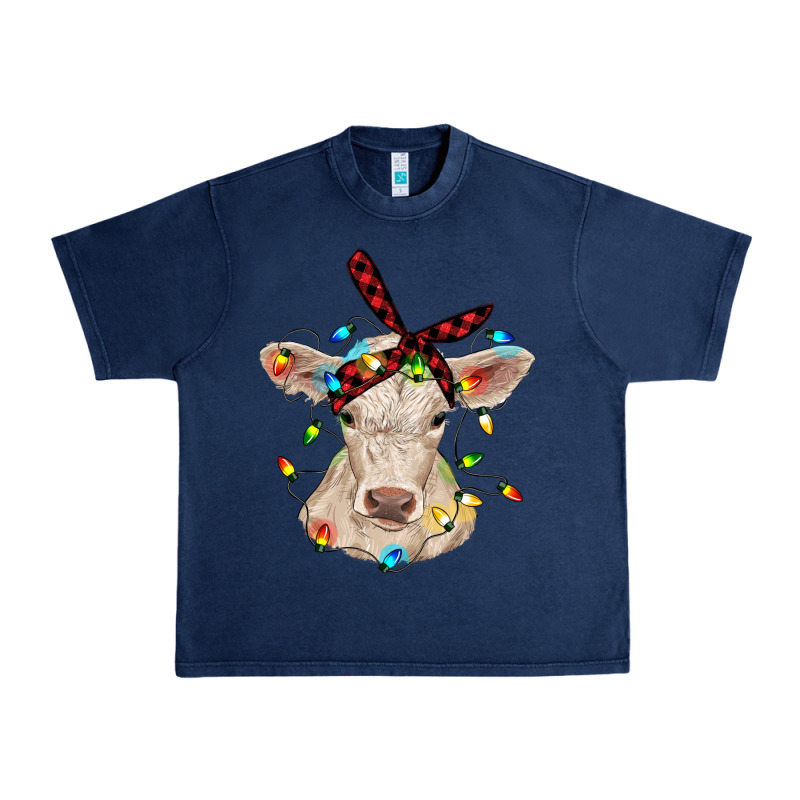 Charolais Calf With Christmas Lights Baby Cow Urban Heavy Tee by RanaPortraitStore | Teevron