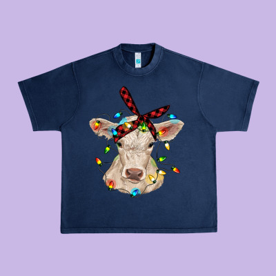 Charolais Calf With Christmas Lights Baby Cow Urban Heavy Tee Designed By Ranaportraitstore