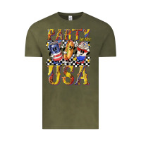 Vintage Olive party in the usa with leopard Vintage Tee - texasbilliewilder