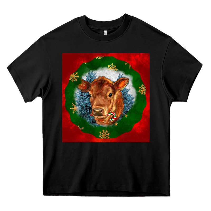 Christmas Red Angus Calf Head Heavy Core Tee by LillyAllenDesigns | Teevron