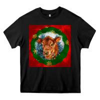 Black christmas red angus calf head Heavy Core Tee - LillyAllenDesigns
