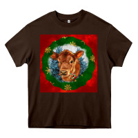 Chocolate Brown christmas red angus calf head Heavy Core Tee - LillyAllenDesigns