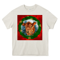 Cream christmas red angus calf head Heavy Core Tee - LillyAllenDesigns