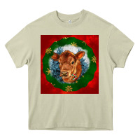 Mossy christmas red angus calf head Heavy Core Tee - LillyAllenDesigns