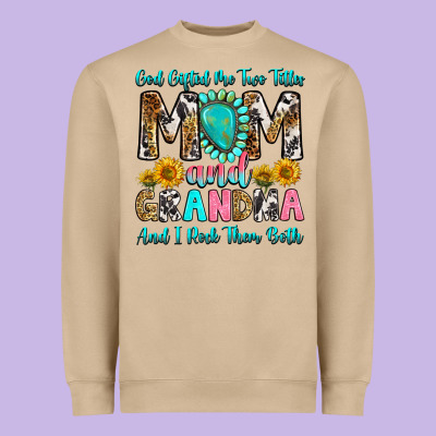 Heavyweight Sweatshirt god gifted me two titles mom and grandma and i roc
