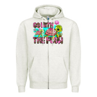 Oatmeal Heather go with the flow Zipper Hoodie - AdoDesignShop