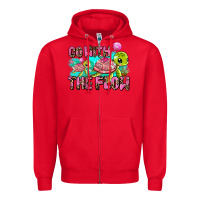 Red go with the flow Zipper Hoodie - AdoDesignShop
