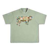 Oil Green Charolais bull with christmas lights Urban Heavy Tee - RanaPortraitStore