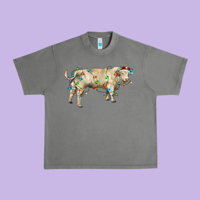 Charolais Bull With Christmas Lights Urban Heavy Tee Designed By Ranaportraitstore