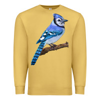 Antique Gold Blue Jay Bird Premium Sweatshirt - LillyAllenDesigns