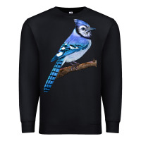 Black Blue Jay Bird Premium Sweatshirt - LillyAllenDesigns