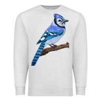 Oatmeal Heather Blue Jay Bird Premium Sweatshirt - LillyAllenDesigns