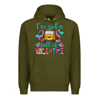 Army Green ive got a bus full of valentine Premium Hoodie - NancyCooperArtShop