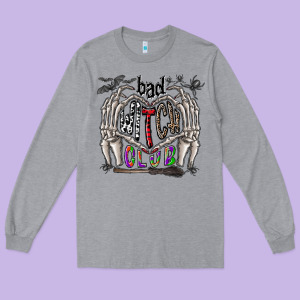 Bad Witch Club Long Sleeve Tee Designed By Cowhidedigitalart