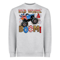 Heather Grey red white boom monster truck Heavyweight Sweatshirt - RanaPortraitStore