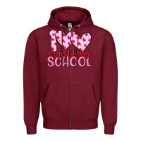 Burgundy 100 days of loving school Zipper Hoodie - Artiststas