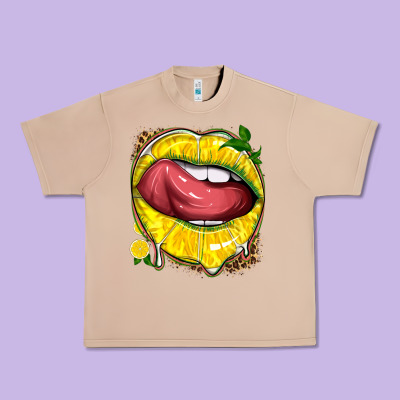 Lemon Lips With Leopard Urban Heavy Tee Designed By Texasbilliewilder