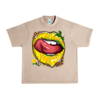 French Oak lemon lips with leopard Urban Heavy Tee - texasbilliewilder