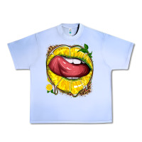 Grape Ice lemon lips with leopard Urban Heavy Tee - texasbilliewilder