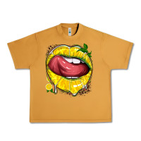 Peanut Butter lemon lips with leopard Urban Heavy Tee - texasbilliewilder