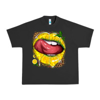 Pigment Black lemon lips with leopard Urban Heavy Tee - texasbilliewilder
