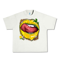 Pistachio lemon lips with leopard Urban Heavy Tee - texasbilliewilder