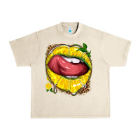 Sandshell lemon lips with leopard Urban Heavy Tee - texasbilliewilder