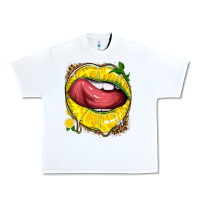White lemon lips with leopard Urban Heavy Tee - texasbilliewilder