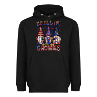 Black Chilling with my gnomies with usa Heavyweight Hoodie - NancyCooperArtShop
