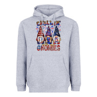 Heather Grey Chilling with my gnomies with usa Heavyweight Hoodie - NancyCooperArtShop