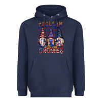 Navy Chilling with my gnomies with usa Heavyweight Hoodie - NancyCooperArtShop