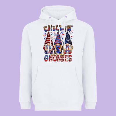 Chilling With My Gnomies With Usa Heavyweight Hoodie Designed By Nancycooperartshop