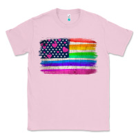 Bubblegum Pink american flag and lgbt flag  background Classic Tee - HRA Design Shop