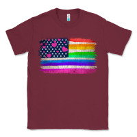 Burgundy american flag and lgbt flag  background Classic Tee - HRA Design Shop