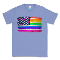 Colony Blue american flag and lgbt flag  background Classic Tee - HRA Design Shop