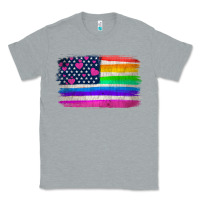 Heather Grey american flag and lgbt flag  background Classic Tee - HRA Design Shop