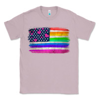 Lilac american flag and lgbt flag  background Classic Tee - HRA Design Shop