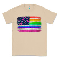 Mushroom american flag and lgbt flag  background Classic Tee - HRA Design Shop