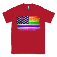 Red american flag and lgbt flag  background Classic Tee - HRA Design Shop