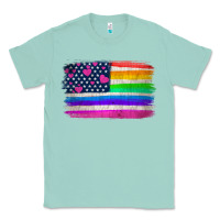 Seafoam american flag and lgbt flag  background Classic Tee - HRA Design Shop