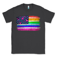 Smoke american flag and lgbt flag  background Classic Tee - HRA Design Shop